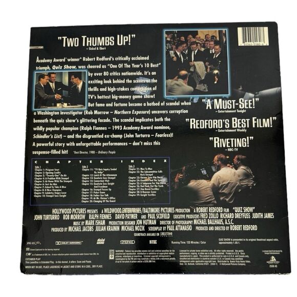Quiz Show (1994) 2558 AS Laserdisc Robert Redford - Picture 2 of 5